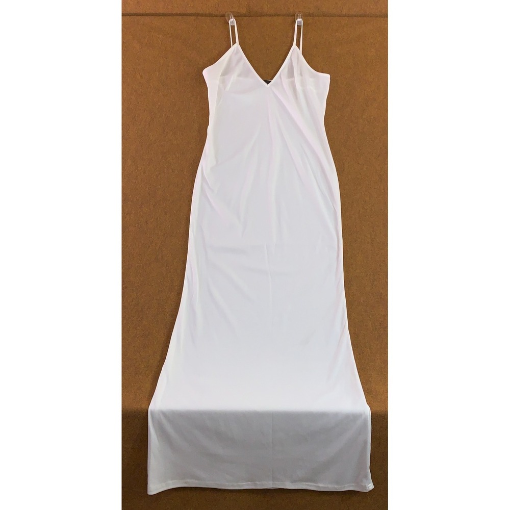 Fashion Nova Luxe Womens Medium White Sleeveless V Neck Maxi Dress New *Flaw